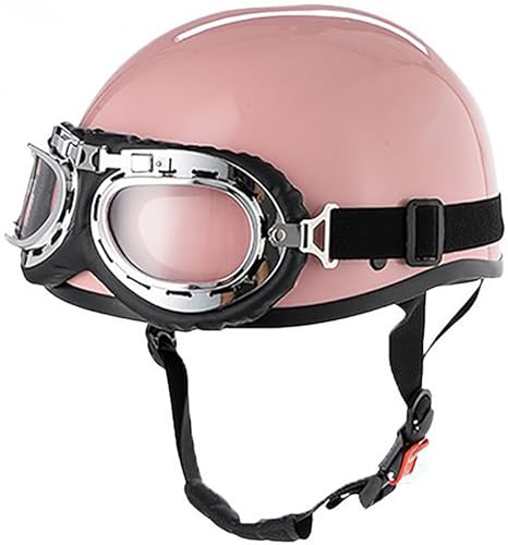 Retro Motorradhelm Mit Schutzbrille Halbhelm Halbschalenhelm Brain-Cap Motorradhelm Mit DOT/ECE Zertifiziert Cruiser Chopper Scooter Helm Für Männer Und Frauen Erwachsene 6,L=59-60CM von stdpcxz