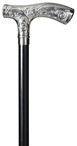 Gehstock Medici, glanzverchromter Fritzgriff aus ABS, schwarzer Buchenholzstock,100cm. von Stockshop
