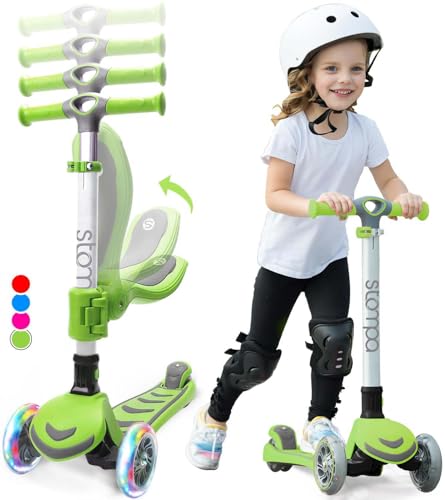 Stompa Roller Kinder 3 Jahre - 2 EIN 1 Kinderroller zum Sitzen mit 3 Räder LED Blitzlicht, Höhenverstellbarer, Faltbar Scooter- Rutsche Tretroller für Kleinkind Mädchen & Junge Alter 3-6 Stompa Roller Kinder 3 Jahre - 2 EIN 1 Kinderroller zum Sitzen mit 3 Räder LED Blitzlicht, Höhenverstellbarer, Faltbar Scooter- Rutsche Tretroller für Kleinkind Mädchen & Junge Alter 3-6 von stompa
