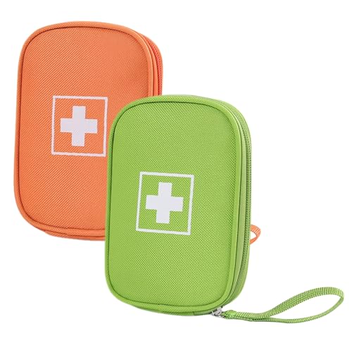 stroyayo 2 Stück Erste Hilfe Set Outdoor,Reiseapotheke Tasche,Tragbar Medikamententasche Reise,Erste Hilfe Set Klein,Mini Erste Hilfe Set,Geeignet für Schule,Reisen,Camping (Orange,Grün) von stroyayo