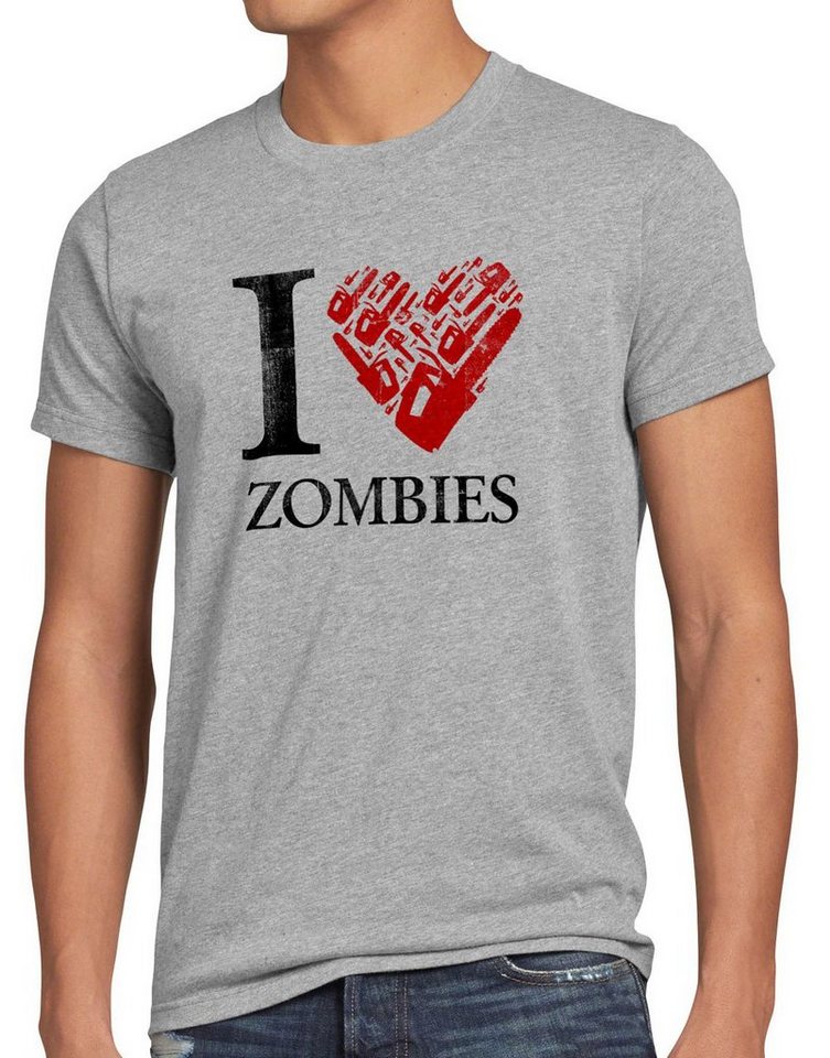 style3 Print-Shirt Herren T-Shirt Love Zombie walking kettensäge dead the halloween horror film axt von style3