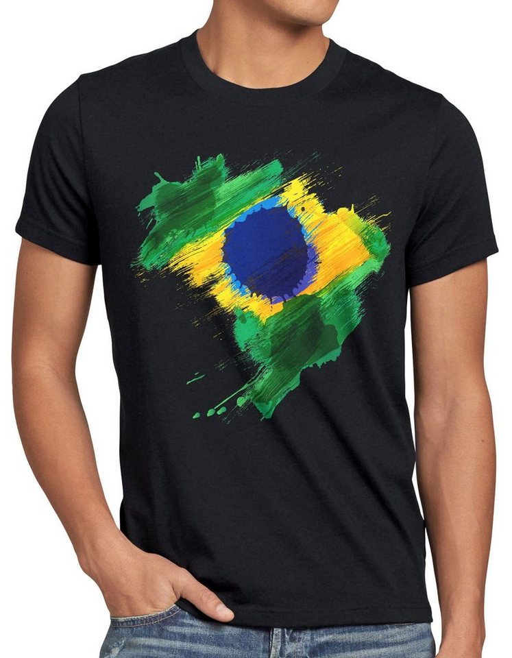 style3 T-Shirt Flagge Brasilien Fußball Sport Brazil WM EM Fahne style3 T-Shirt Flagge Brasilien Fußball Sport Brazil WM EM Fahne von style3