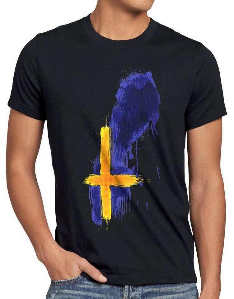 style3 Print-Shirt Herren T-Shirt Flagge Schweden Fußball Sport Sweden WM EM Fahne von style3