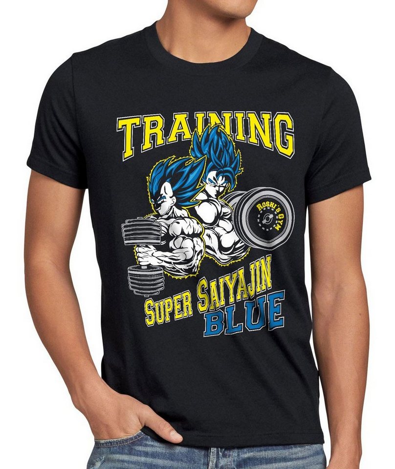 style3 Print-Shirt Herren T-Shirt Super Training Saiyajin Blue Goku dragon Vegeta ball roshi z Son von style3