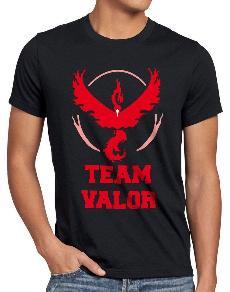 style3 Print-Shirt Herren T-Shirt Team Valor Rot Red Wagemut arena pokeball game go kampf poke ball von style3