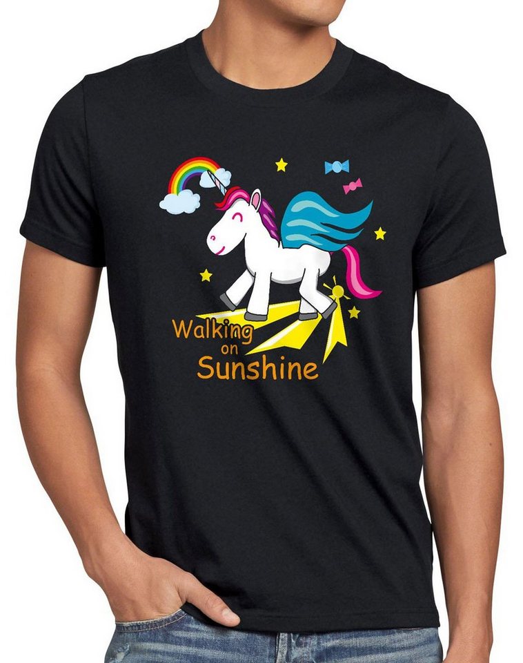 style3 Print-Shirt Herren T-Shirt Unicorn Walking on Sunshine Einhorn Regenbogen Kinder Fun Spruch von style3