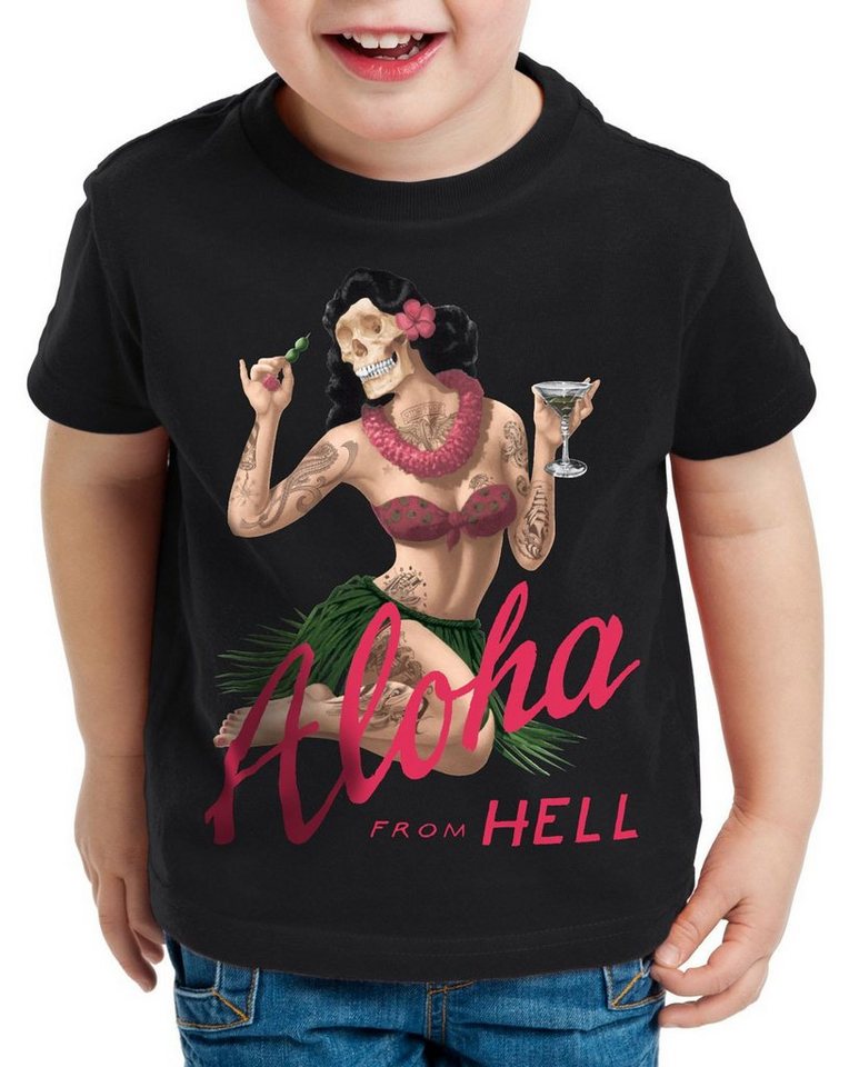 style3 Print-Shirt Kinder T-Shirt Aloha from Hell tattoo hawaii surfer usa von style3