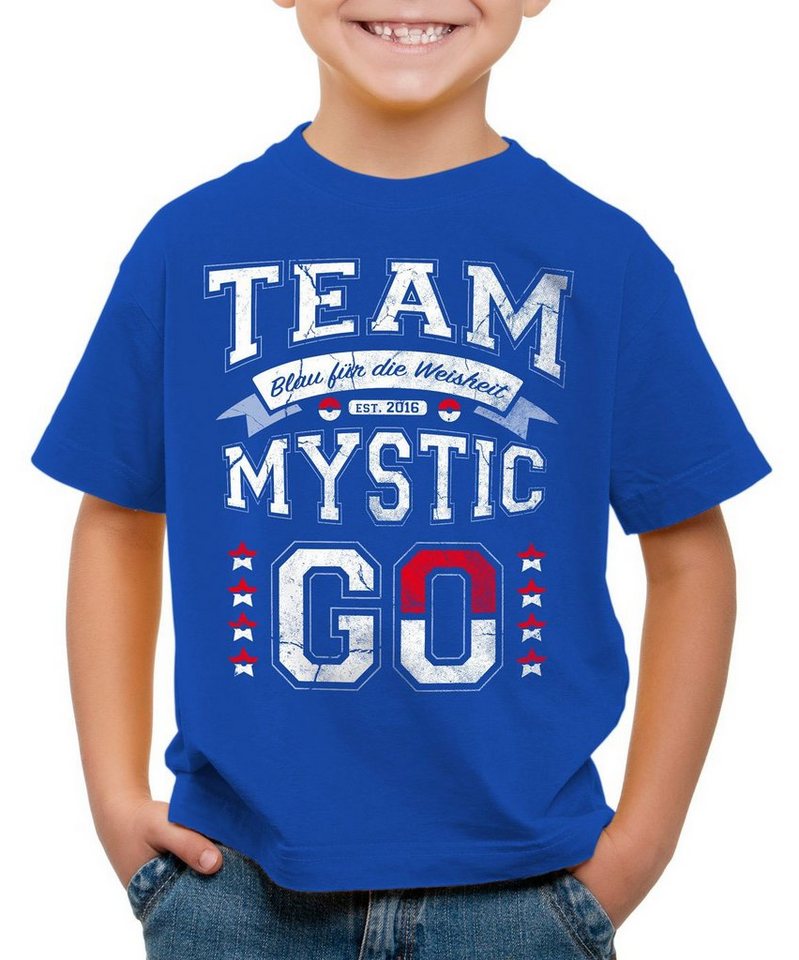 style3 Print-Shirt Kinder T-Shirt Team Blau Mystic Weisheit poke go catch em ball spiel arena app von style3