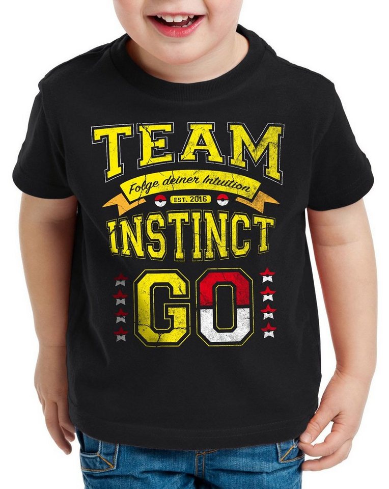 style3 Print-Shirt Kinder T-Shirt Team Gelb Instinct Intuition poke go catch blitz ball spiel arena von style3