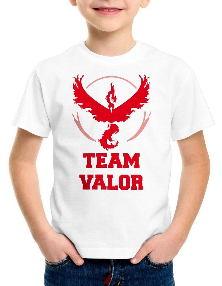 style3 Print-Shirt Kinder T-Shirt Team Valor Rot Red Wagemut arena pokeball game go kampf poke ball von style3
