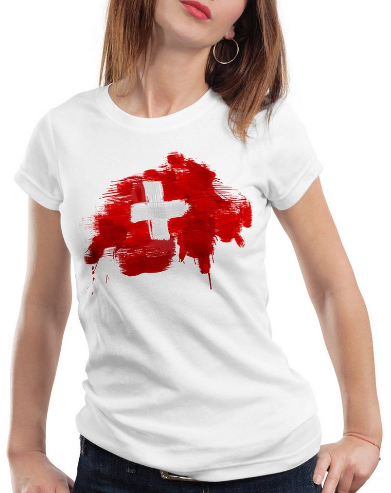 style3 T-Shirt Flagge Schweiz Fußball Sport Suisse WM EM Fahne style3 T-Shirt Flagge Schweiz Fußball Sport Suisse WM EM Fahne von style3