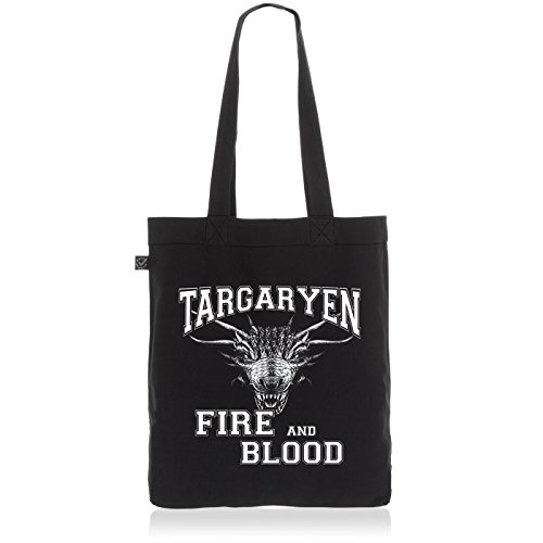 style3 Targaryen - Fire and Blood Biobaumwolle Beutel Jutebeutel Tasche Tote Bag von style3