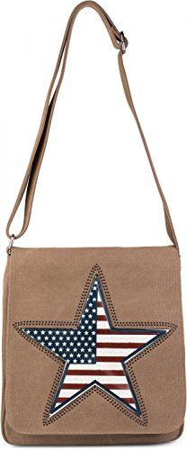 styleBREAKER Canvas Umhängetasche mit USA Stern Applikation, Schultertasche, Tasche, Unisex 02012115, Farbe:Braun styleBREAKER Canvas Umhängetasche mit USA Stern Applikation, Schultertasche, Tasche, Unisex 02012115, Farbe:Braun von styleBREAKER