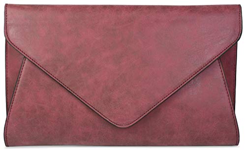styleBREAKER Clutch Abendtasche im Envelope Kuvert Design mit Schulterriehmen und Trageschlaufe, Damen 02012087, Farbe:Bordeaux-Rot von styleBREAKER