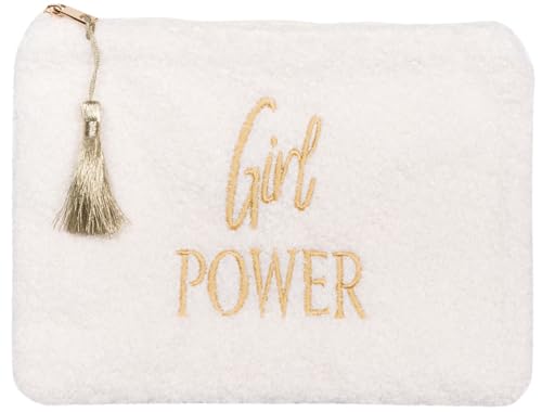 styleBREAKER Damen Beautybag Girl Power in Teddy Optik, Kosmetiktasche, Fleece Make Up Bag, Taschen Organizer 02013034, Farbe:Creme styleBREAKER Damen Beautybag Girl Power in Teddy Optik, Kosmetiktasche, Fleece Make Up Bag, Taschen Organizer 02013034, Farbe:Creme von styleBREAKER