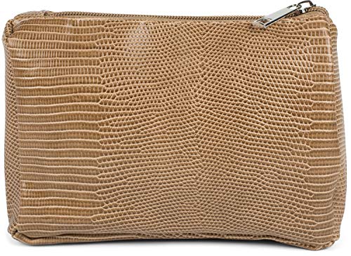 styleBREAKER Damen Beautybag Krokodil Optik Oberfläche, Kosmetiktasche, Make Up Bag, Taschen Organizer 02013018, Farbe:Braun von styleBREAKER