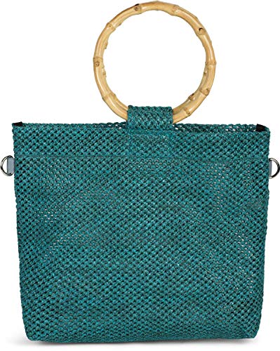 styleBREAKER Damen Henkeltasche mit Bambus Henkel in halb transparenter Häkel Optik, Handtasche, Tasche 02012286, Farbe:Petrol styleBREAKER Damen Henkeltasche mit Bambus Henkel in halb transparenter Häkel Optik, Handtasche, Tasche 02012286, Farbe:Petrol von styleBREAKER