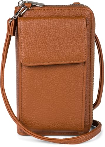 styleBREAKER Damen Mini Bag Geldbörse mit Handy Fach und RFID Schutz, Umhängetasche, Handytasche, Crossbag 02012362, Farbe:Cognac styleBREAKER Damen Mini Bag Geldbörse mit Handy Fach und RFID Schutz, Umhängetasche, Handytasche, Crossbag 02012362, Farbe:Cognac von styleBREAKER