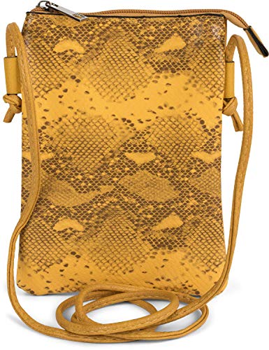 styleBREAKER Damen Mini Bag Umhängetasche in Schlangen Optik, Schultertasche, Handtasche, Tasche 02012305, Farbe:Curry von styleBREAKER