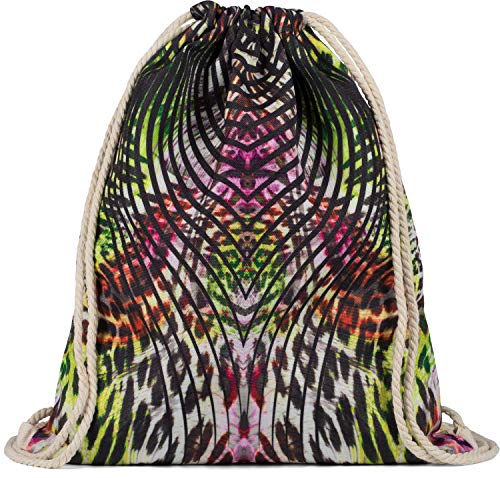 styleBREAKER Damen Turnbeutel mit tropischem Dschungel Leo Print im Boho Style, Rucksack, Sportbeutel, Beutel 02012338, Farbe:Schwarz-Neongelb-Rot-Pink styleBREAKER Damen Turnbeutel mit tropischem Dschungel Leo Print im Boho Style, Rucksack, Sportbeutel, Beutel 02012338, Farbe:Schwarz-Neongelb-Rot-Pink von styleBREAKER