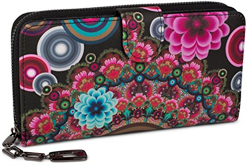 styleBREAKER Damen Geldbörse mit Buntem Blumen Blüten Mandala Muster, Ethno Style, Reißverschluss, Portemonnaie 02040040, Farbe:Schwarz-Rot-Pink styleBREAKER Damen Geldbörse mit Buntem Blumen Blüten Mandala Muster, Ethno Style, Reißverschluss, Portemonnaie 02040040, Farbe:Schwarz-Rot-Pink von styleBREAKER