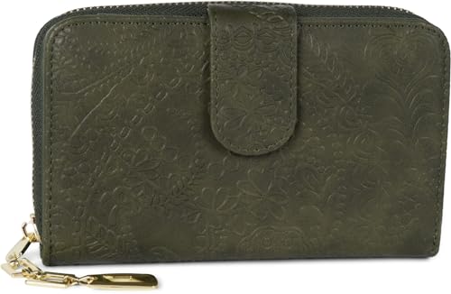 styleBREAKER Geldbörse mit Paisley Blumen Blüten Prägung, umlaufender Reißverschluss und RFID Schutz, Portemonnaie, Damen 02040098, Farbe:Oliv styleBREAKER Geldbörse mit Paisley Blumen Blüten Prägung, umlaufender Reißverschluss und RFID Schutz, Portemonnaie, Damen 02040098, Farbe:Oliv von styleBREAKER