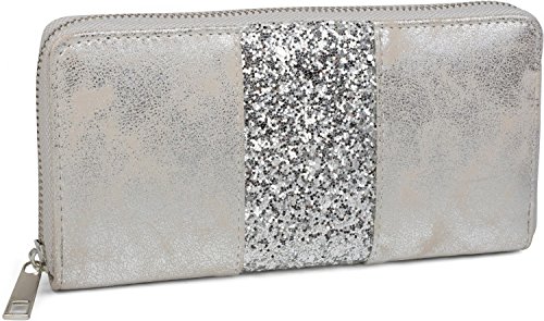 styleBREAKER Geldbörse mit umlaufendem Pailletten Streifen, Reißverschluss, Portemonnaie, Damen 02040056, Farbe:Antik-Silber styleBREAKER Geldbörse mit umlaufendem Pailletten Streifen, Reißverschluss, Portemonnaie, Damen 02040056, Farbe:Antik-Silber von styleBREAKER