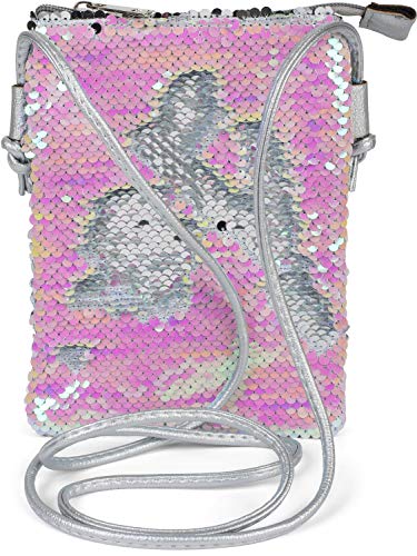 styleBREAKER Mini Bag Umhängetasche mit Wende-Pailletten, Schultertasche, Handtasche, Tasche, Damen 02012240, Farbe:Silber/Perlmutt von styleBREAKER