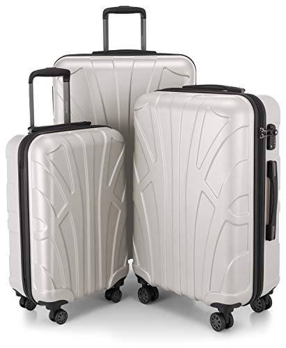 SUITLINE - 3er Koffer-Set Trolley-Set Rollkoffer Hartschalen-Koffer Reisekoffer, TSA, (55 cm, 66 cm, 76 cm), 100% ABS, Matt, Matt Weiß von suitline