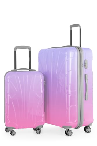 Suitline - 2-teiliges Koffer Set - Leichtes Handgepäck 55cm für alle Airlines + Check-In Reisekoffer 75cm, ABS/PC, glänzend, 4 Rollen, TSA Schloss, Sakura von suitline