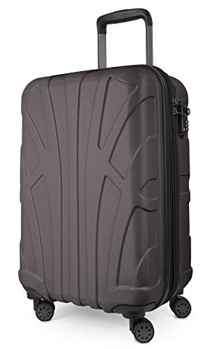 suitline - Handgepäck Bordgepäck Koffer mit Laptoptasche und Erweiterung, Business Trolley, TSA, 55 cm, ca. 38 Liter, 100% ABS Matt, Titan von suitline