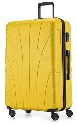 suitline - großer Hartschalen-Koffer Koffer Trolley Rollkoffer XL Reisekoffer, TSA, 76 cm, ca. 96-110 Liter, 100% ABS Matt, Gelb von suitline