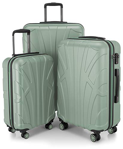 suitline - 3er Koffer-Set Trolley-Set Rollkoffer Hartschalen-Koffer Reisekoffer, TSA, (55 cm, 66 cm, 76 cm), 100% ABS, Matt, Mint von suitline