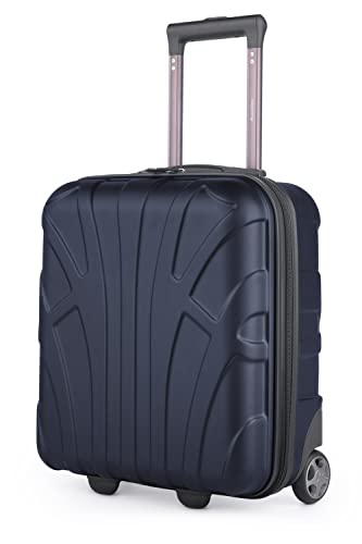 suitline - Kleiner Koffer 45x36x20 cm, Easyjet Freigepäck Underseat Handgepäck, Bordgepäck Trolley leicht, 30 Liter, ABS Hartschale, Dunkelblau von suitline