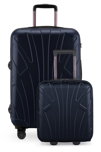 Suitline - Kofferset für EasyJet - Unter-Sitz Trolley kleines Handgepäck 45x36x20 cm + Check-In Reisekoffer für 15 kg Gepäck, ABS, 4 Rollen, TSA Schloss, Dunkelblau Suitline - Kofferset für EasyJet - Unter-Sitz Trolley kleines Handgepäck 45x36x20 cm + Check-In Reisekoffer für 15 kg Gepäck, ABS, 4 Rollen, TSA Schloss, Dunkelblau von suitline