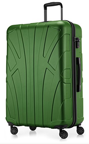 suitline - großer Hartschalen-Koffer Koffer Trolley Rollkoffer XL Reisekoffer, TSA, 76 cm, ca. 96-110 Liter, 100% ABS Matt, Grün von suitline
