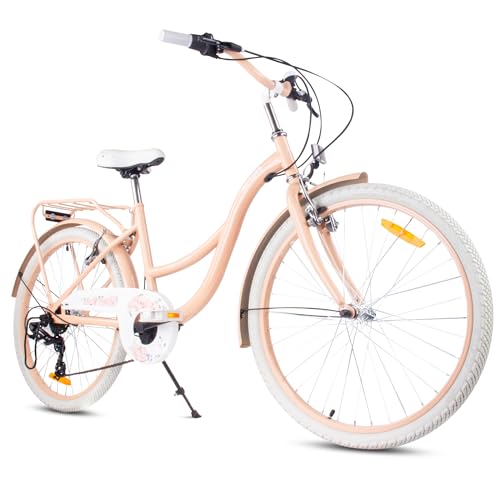 sun baby Mädchenfahrrad 24 Zoll Flower Bike Aprikose, Kinderfahrrad für 8-12 jährige Mädchen mit 7-Gang, Gepäckträger, Metallkotflügel, V-Brake, Kettenschutz sun baby Mädchenfahrrad 24 Zoll Flower Bike Aprikose, Kinderfahrrad für 8-12 jährige Mädchen mit 7-Gang, Gepäckträger, Metallkotflügel, V-Brake, Kettenschutz von sun baby