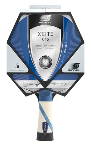 Sunflex Erwachsene Wettkampfschläger XCITE C45 | Mehrfarbig | ITTF zertifizierter Mikado-Belag | konkave Griffform | Präzision und Ballkontrolle Sunflex Erwachsene Wettkampfschläger XCITE C45 | Mehrfarbig | ITTF zertifizierter Mikado-Belag | konkave Griffform | Präzision und Ballkontrolle von Sunflex