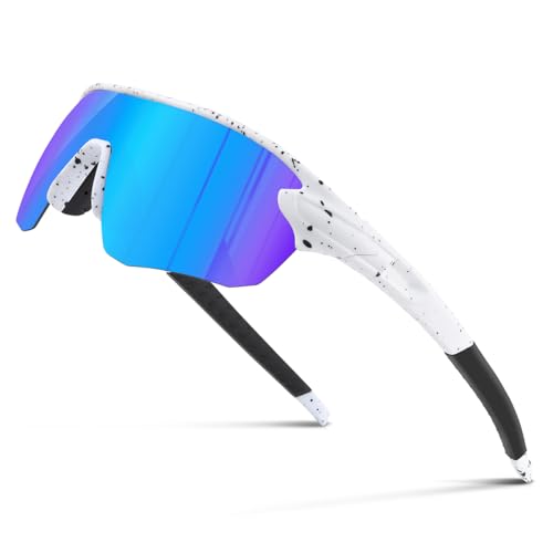 suoso Sportbrille-Fahrradbrille-Herren-Damen-Polarisierte-Sonnenbrille-Sunglasses-Men-Women-UV400 Schutz-Schnelle Brille Rave,c-Weiß Blau suoso Sportbrille-Fahrradbrille-Herren-Damen-Polarisierte-Sonnenbrille-Sunglasses-Men-Women-UV400 Schutz-Schnelle Brille Rave,c-Weiß Blau von suoso