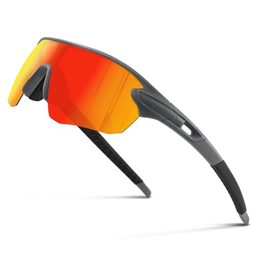 suoso Sportbrille-Fahrradbrille-Herren-Damen-Polarisierte-Sonnenbrille-Sunglasses-Men-Women-UV400 Schutz-Schnelle Brille Rave,h-Grau Rot suoso Sportbrille-Fahrradbrille-Herren-Damen-Polarisierte-Sonnenbrille-Sunglasses-Men-Women-UV400 Schutz-Schnelle Brille Rave,h-Grau Rot von suoso