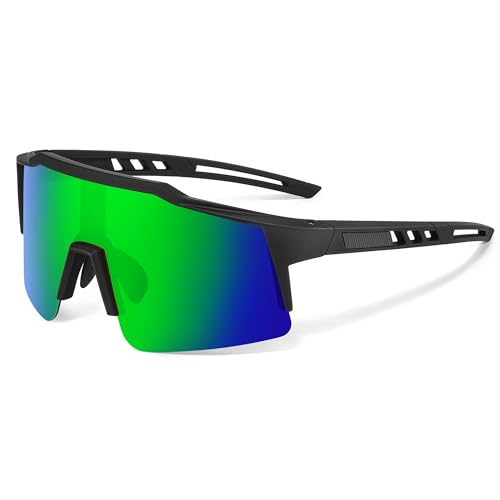 suoso Sportbrille Polarisiert Fahrradbrille TR90 Rahmen Schnelle brille für Herren und Damen Sport Sonnenbrille UV400-Schutz Klar Radsportbrillen Laufbrille für MTB Rennrad Fahrrad Ski Rave Waldgrün von suoso