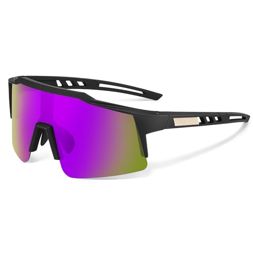 suoso Sportbrille Polarisiert Fahrradbrille TR90 Rahmen Schnelle brille für Herren und Damen Sport Sonnenbrille UV400-Schutz Klar Radsportbrillen Laufbrille für MTB Rennrad Fahrrad Ski Rave Violett von suoso