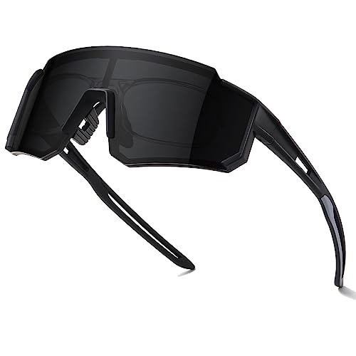 suoso Sportbrille-Sonnenbrille Herren-Damen-Fahrradbrille-Sunglasses men-Polarisiert-UV400-Damen-Ski Sonnenbrille-Schnelle Brille Rave-Radfahren-Fahrrad-Angeln-Rennrad brille 4-Schwarz grau von suoso