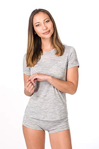 Super.Natural Damen Base T-Shirt, Hellgrau meliert, XS von super.natural