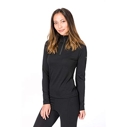 super.natural Damen Base 1/4 Zip 230 Longsleeve, Schwarz, M von super.natural