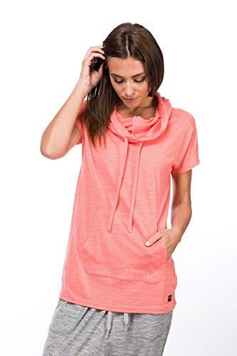 super.natural Damen Kapuzen T-Shirt, Mit Merinowolle, W VACATION FUNNEL TEE, Größe: S, Farbe: Rosa meliert von super.natural