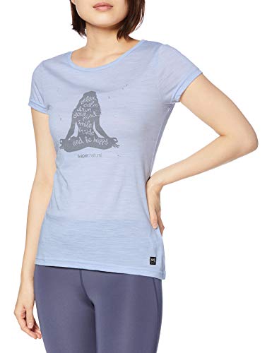 super.natural Bedrucktes Damen Kurzarm Shirt, Mit Merinowolle, W PRINTED TEE, Größe: XS, Farbe: Hellblau meliert/Hellgrau super.natural Bedrucktes Damen Kurzarm Shirt, Mit Merinowolle, W PRINTED TEE, Größe: XS, Farbe: Hellblau meliert/Hellgrau von super.natural