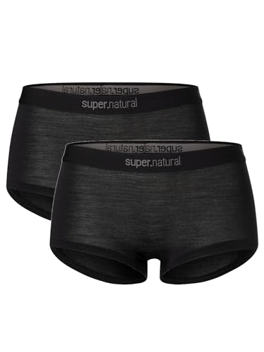 super.natural W TUNDRA175 BOYFRIEND HIPSTER 2-PACK 2 x Merino Unterhosen Damen Schwarz XL - Atmungsaktive & temperaturregulierende Damen Unterwäsche aus Merino-Polyester-Mix von super.natural