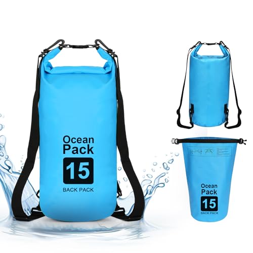 supregear Dry Bag, 15L Wasserabweisender Aufbewahrungsbeutel, Vielseitiger Rucksack mit Doppel-Schultergurt für Bootfahren, Wandern, Kajakfahren, Angeln, Camping und Andere Outdoor-Bleu supregear Dry Bag, 15L Wasserabweisender Aufbewahrungsbeutel, Vielseitiger Rucksack mit Doppel-Schultergurt für Bootfahren, Wandern, Kajakfahren, Angeln, Camping und Andere Outdoor-Bleu von supregear