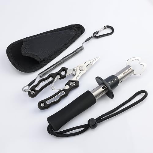 supregear Fischerei Zange und Greifer Set, Edelstahl Multifunktion Angelhaken Entferner mit Linien Schneidewerkzeug, Sicherheits Spule Lanyard, und Nylon Scheide Angel Werkzeug Bastelsatz, Schwarz supregear Fischerei Zange und Greifer Set, Edelstahl Multifunktion Angelhaken Entferner mit Linien Schneidewerkzeug, Sicherheits Spule Lanyard, und Nylon Scheide Angel Werkzeug Bastelsatz, Schwarz von supregear